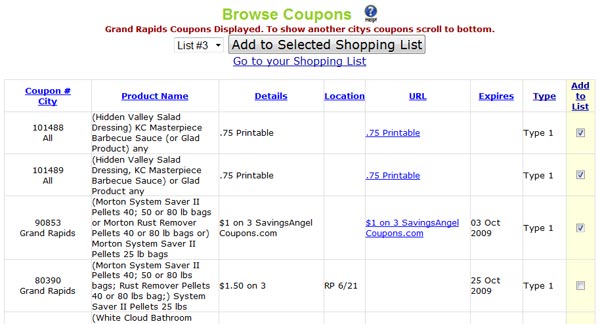 Browse coupons