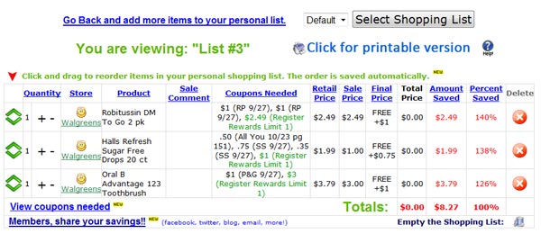 Personal List Screenshot